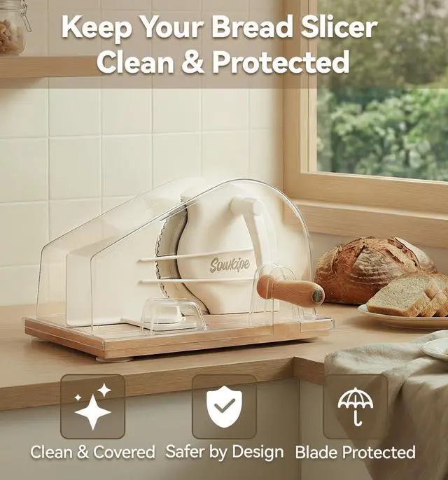 Alt view image 3 of 3 - Bread Slicer Cover, Clear Rigid Dust Shield for Manual Slicers