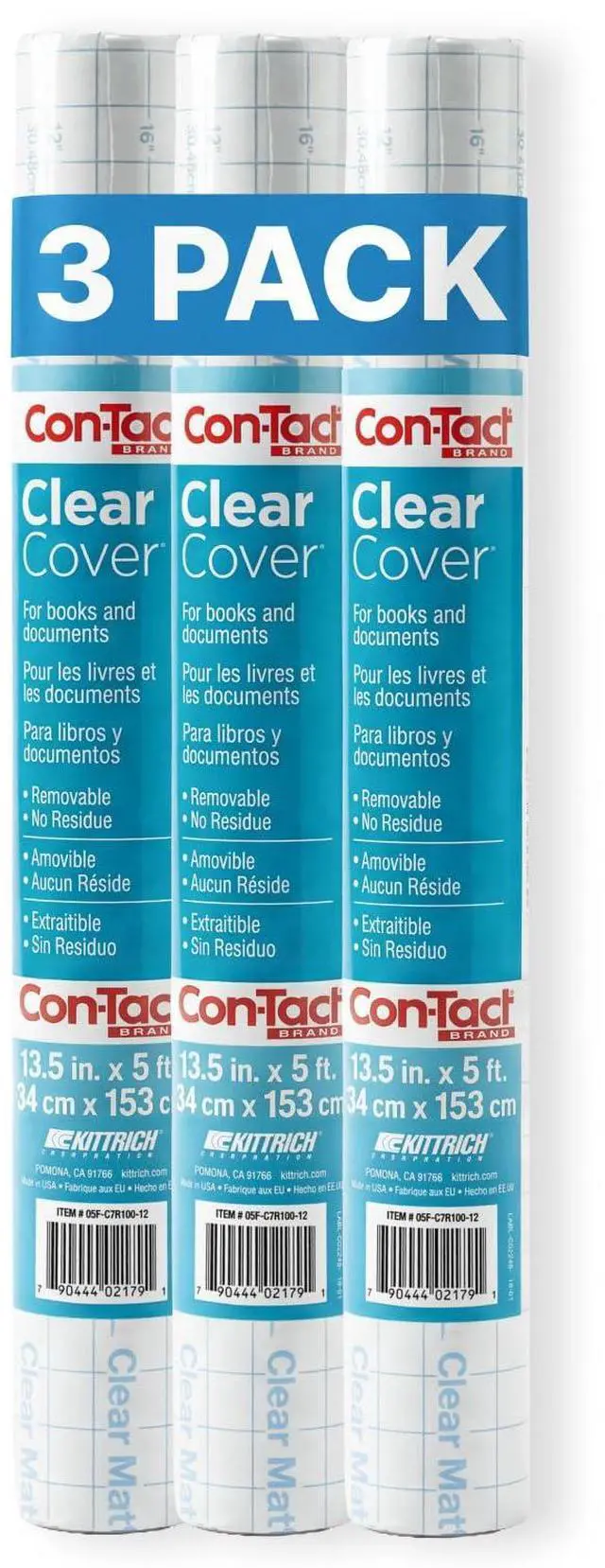 Main image of Brand Clear Adhesive Protective Liner to Cover Books and Documents, 13.5-Inches x 5-Feet (Pack of 3)