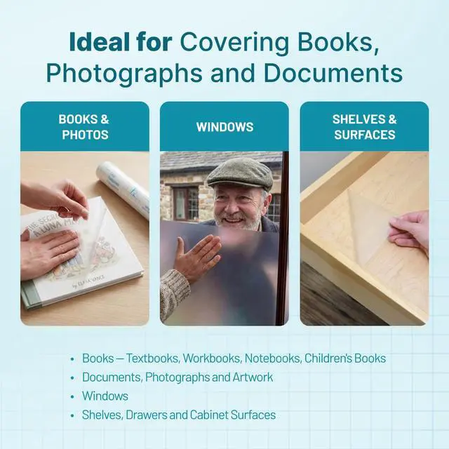 Alt view image 5 of 7 - Brand Clear Adhesive Protective Liner to Cover Books and Documents, 13.5-Inches x 5-Feet (Pack of 3)