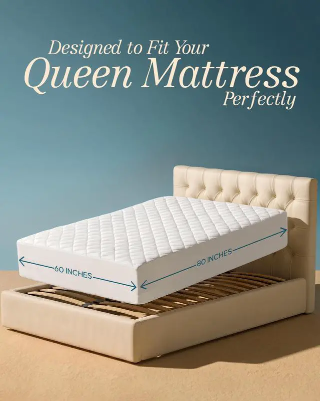 Alt view image 2 of 7 - Quilted Fitted Mattress Pad, Queen Mattress Protector Topper with Deep Pocket Stretches up to 16 Inches, Machine Washable Mattress Cover by Utopia Bedding (White)