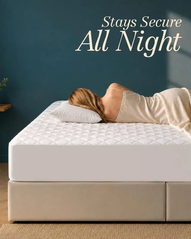Alt view image 4 of 7 - Quilted Fitted Mattress Pad, Queen Mattress Protector Topper with Deep Pocket Stretches up to 16 Inches, Machine Washable Mattress Cover by Utopia Bedding (White)
