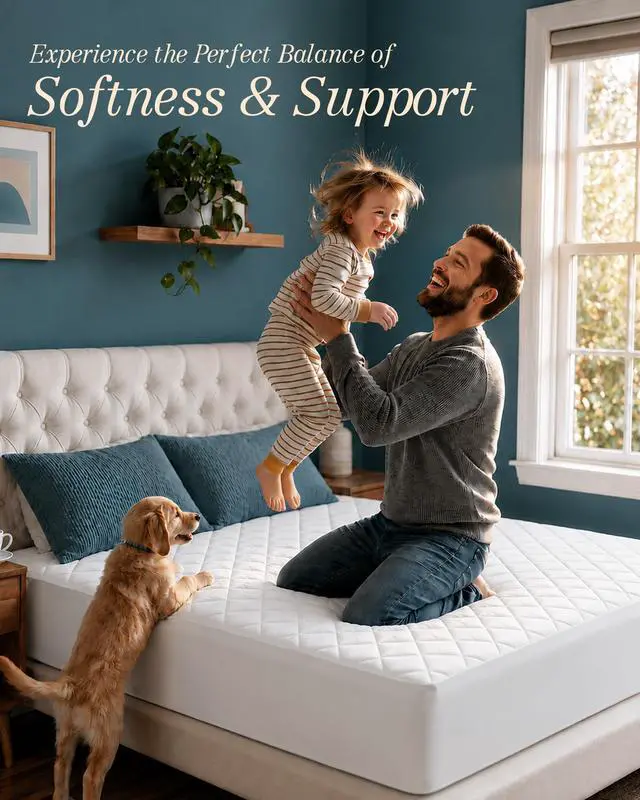 Alt view image 6 of 7 - Quilted Fitted Mattress Pad, Queen Mattress Protector Topper with Deep Pocket Stretches up to 16 Inches, Machine Washable Mattress Cover by Utopia Bedding (White)