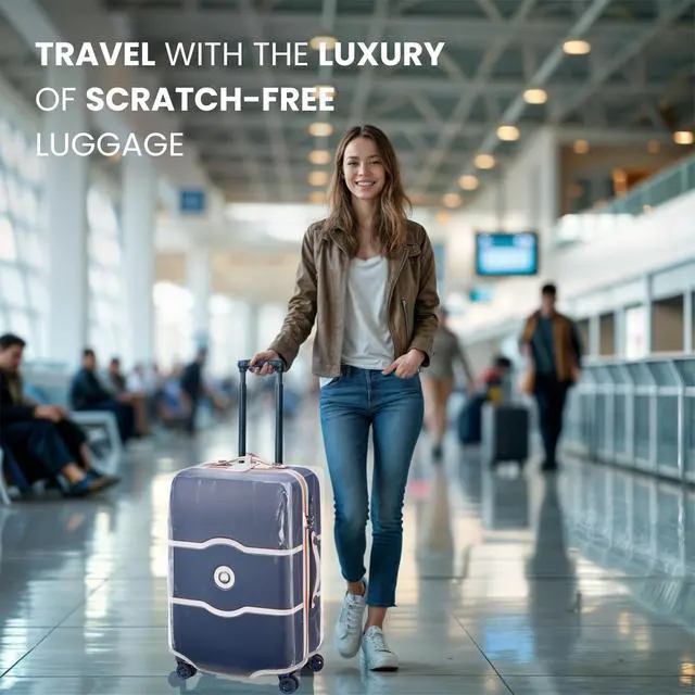 Alt view image 5 of 7 - Premium Clear Suitcase Covers | TSA Approved | Handle Openings on L&R | 28in Luggage Protector
