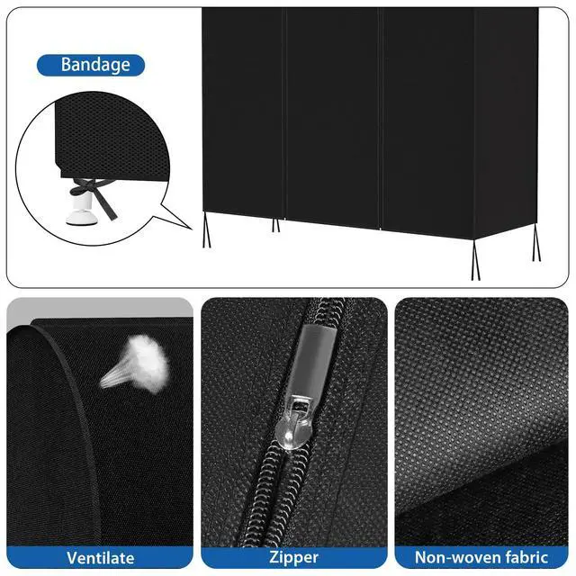Alt view image 3 of 6 - Garment Rack Cover Garment Bags Protector Wardrobe Cover 50in, Black