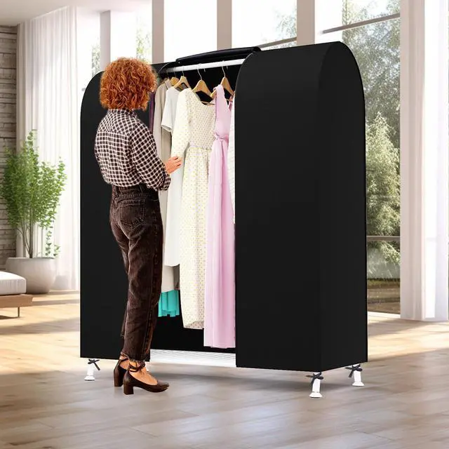Alt view image 2 of 6 - Garment Rack Cover Garment Bags Protector Wardrobe Cover 50in, Black