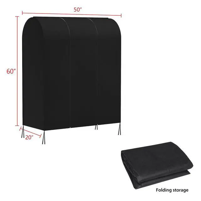 Alt view image 4 of 6 - Garment Rack Cover Garment Bags Protector Wardrobe Cover 50in, Black