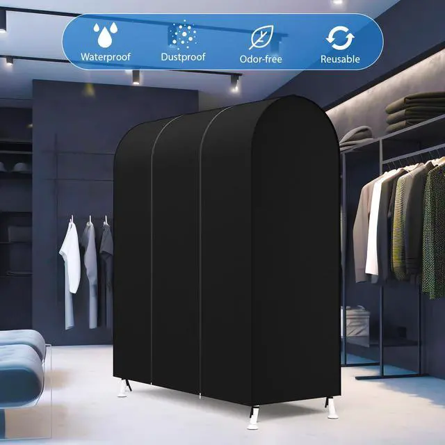 Alt view image 6 of 6 - Garment Rack Cover Garment Bags Protector Wardrobe Cover 50in, Black