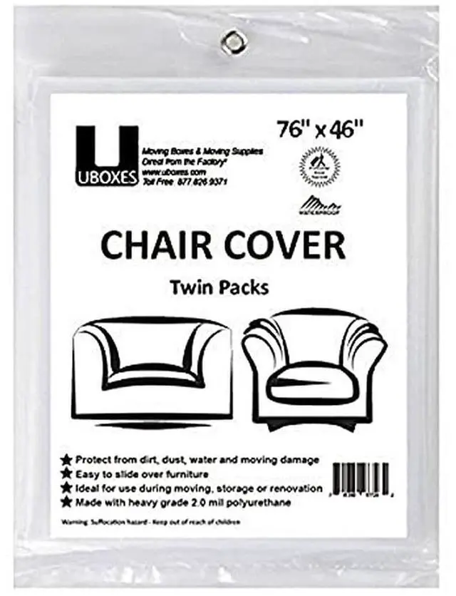 Main image of (72x46) Chair Covers 2 MIL Heavy Duty Polyethylene to Protect Items from Dust Dirt and Spills, Clear, Set of 2