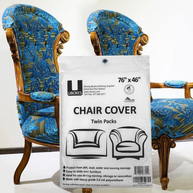 Alt view image 6 of 7 - (72x46) Chair Covers 2 MIL Heavy Duty Polyethylene to Protect Items from Dust Dirt and Spills, Clear, Set of 2