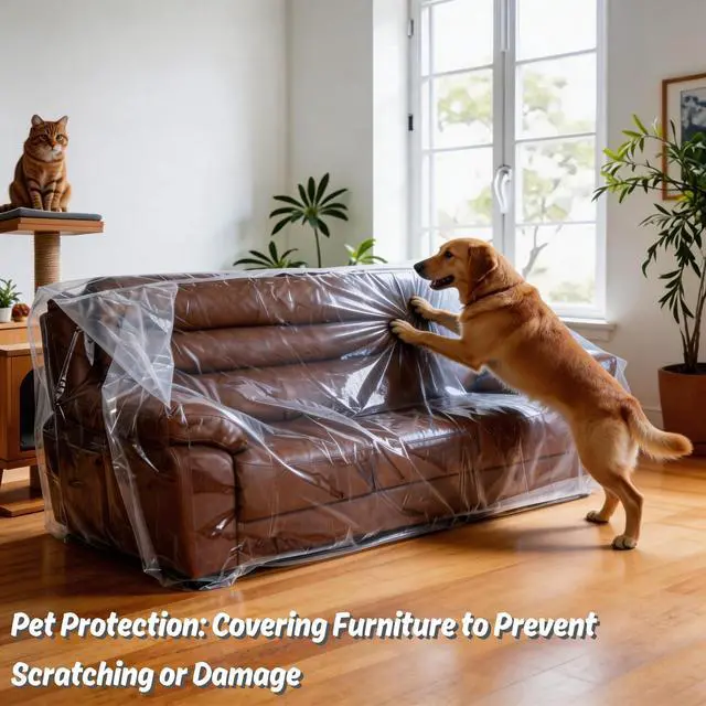 Alt view image 4 of 7 - 4mil Couch Cover for Moving, Clear Sofa Storage Bag, 92Wx42Dx62/41H