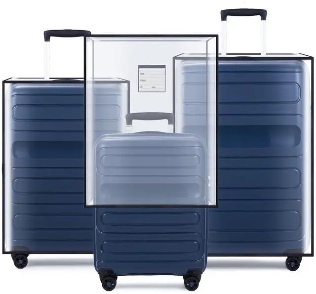 Main image of 3 Pieces Thicken Clear Luggage Cover Protector with Tag Pocket, 20" 24" 28" PVC Luggage Covers for Suitcase Waterproof Dustproof Anti-scratch Travel Suitcase Covers Case for Wheeled Luggage