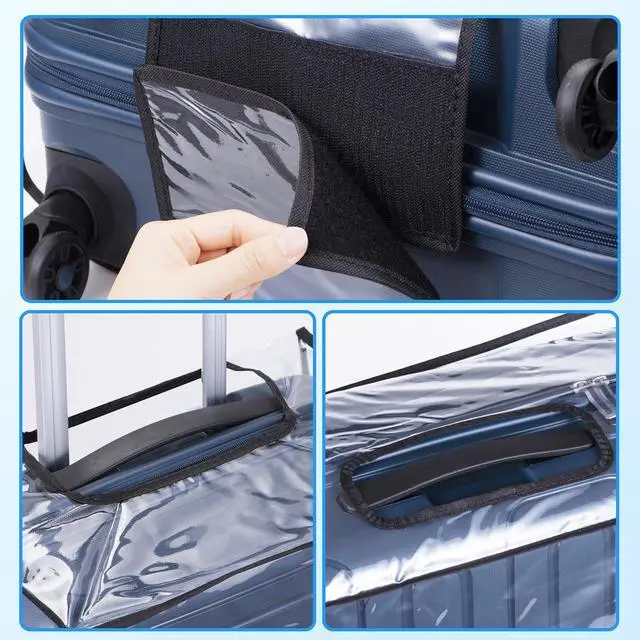 Alt view image 5 of 7 - 3 Pieces Thicken Clear Luggage Cover Protector with Tag Pocket, 20" 24" 28" PVC Luggage Covers for Suitcase Waterproof Dustproof Anti-scratch Travel Suitcase Covers Case for Wheeled Luggage