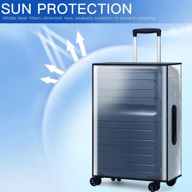 Alt view image 7 of 7 - 3 Pieces Thicken Clear Luggage Cover Protector with Tag Pocket, 20" 24" 28" PVC Luggage Covers for Suitcase Waterproof Dustproof Anti-scratch Travel Suitcase Covers Case for Wheeled Luggage