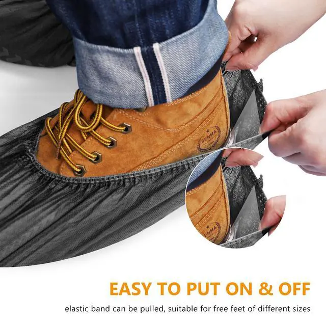 Alt view image 4 of 7 - Shoe Covers Disposable Non Slip, 100 Pack(50 pairs) Thick Extra Disposable Boot Covers Slip Proof Shoe Cover for Indoors Outdoors Recyclable Protector Covers Fits Virtually Most Shoes