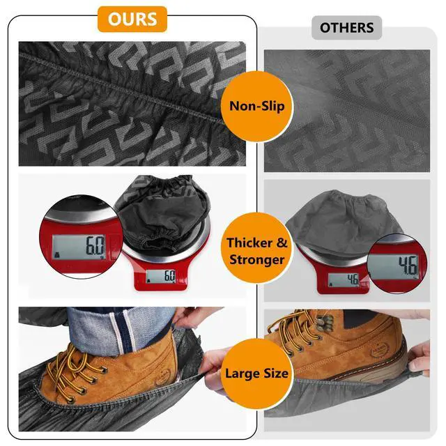 Alt view image 3 of 7 - Shoe Covers Disposable Non Slip, 100 Pack(50 pairs) Thick Extra Disposable Boot Covers Slip Proof Shoe Cover for Indoors Outdoors Recyclable Protector Covers Fits Virtually Most Shoes