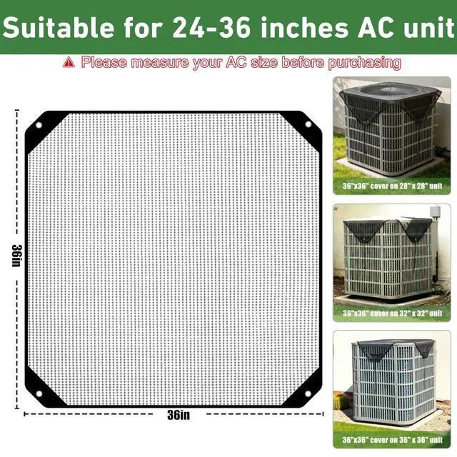 Alt view image 3 of 7 - 36x36 Central Air conditioner Covers for Outside, Larger Mesh AC Unit Covers Outdoor - Top Universal Defender