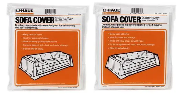 Main image of Sofa Covers - 2 Pack Plastic Moving and Storage Covers for Couches Up to 8 Long 134 x 42 Covers Water Resistant