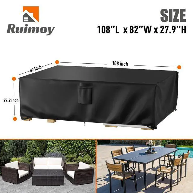 Alt view image 2 of 7 - Patio Furniture Covers, Outdoor Furniture Cover Waterproof, General Purpose, Outside Table and Chair Covers, Heavy Duty 600D (108 Inch L x 82 Inch W x 27.9 Inch H)