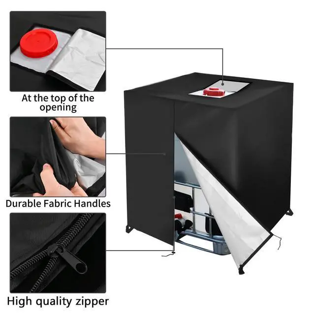 Alt view image 2 of 7 - Zipper IBC Tote Cover Huapate 275Gallon/1000L, 420D Black