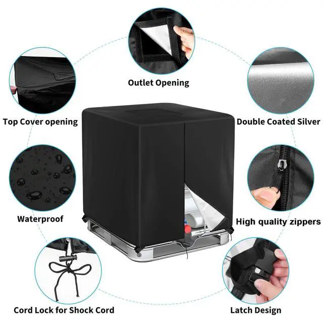 Alt view image 5 of 7 - Zipper IBC Tote Cover Huapate 275Gallon/1000L, 420D Black