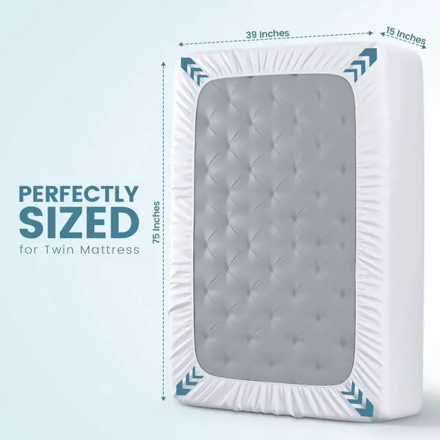Alt view image 4 of 7 - Waterproof Twin Size Mattress Protector fits Upto 15" deep Mattresses