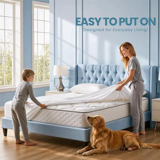 Alt view image 7 of 7 - Waterproof Twin Size Mattress Protector fits Upto 15" deep Mattresses