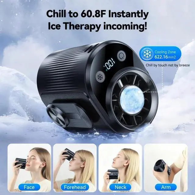 Alt view image 2 of 7 - Portable Cool Clip Waist Fan with Ice Cooler,100-Speed, Rechargeable