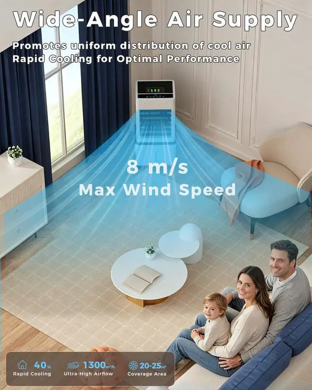 Alt view image 6 of 6 - Evaporative Air Cooler Fan, Small Swamp Cooler Fan with 12L Removable Water Tank, 6 Speeds, Cooling Spray Modes & Lights, Remote, 24H Timer for Bedroom, Office & Living Room