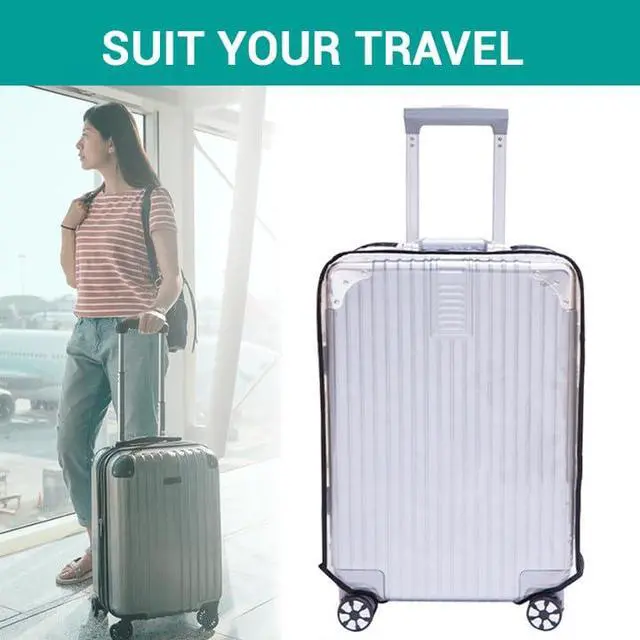 Alt view image 2 of 6 - Clear Suitcase Cover - 20 24 26 28 30 Inch Waterproof PVC Suitcase Cover - Transparent Travel Suitcase Wrap - Protective Cover Case for Wheeled Luggage (30-Inch)
