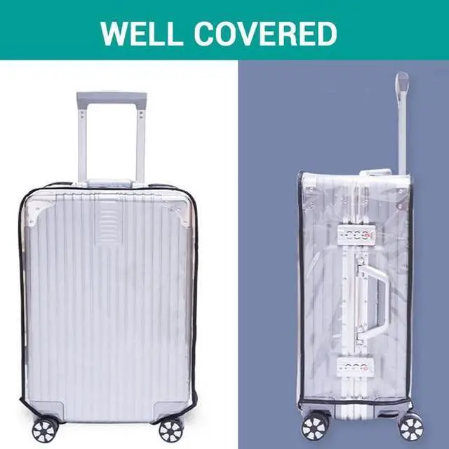 Alt view image 3 of 6 - Clear Suitcase Cover - 20 24 26 28 30 Inch Waterproof PVC Suitcase Cover - Transparent Travel Suitcase Wrap - Protective Cover Case for Wheeled Luggage (30-Inch)
