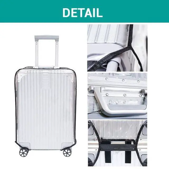 Alt view image 5 of 6 - Clear Suitcase Cover - 20 24 26 28 30 Inch Waterproof PVC Suitcase Cover - Transparent Travel Suitcase Wrap - Protective Cover Case for Wheeled Luggage (30-Inch)