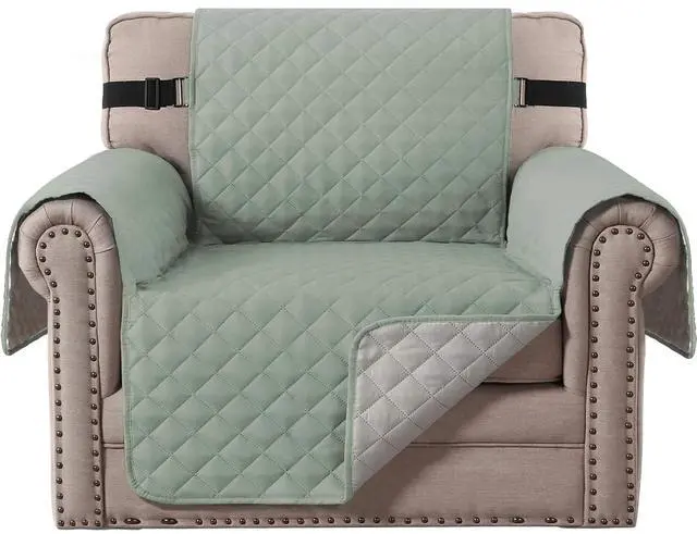 Main image of Reversible Chair Cover Water Resistant Chair Couch Cover for Living Room Machine Washable Furniture Cover with Elastic Strap for Dogs, Pets(Armchair, Desert Sage/Beige)