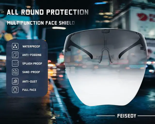 Alt view image 7 of 7 - Full Cover Face Visor Protective Glasses Mirror Shield Sunglasses Anti Fog B2781