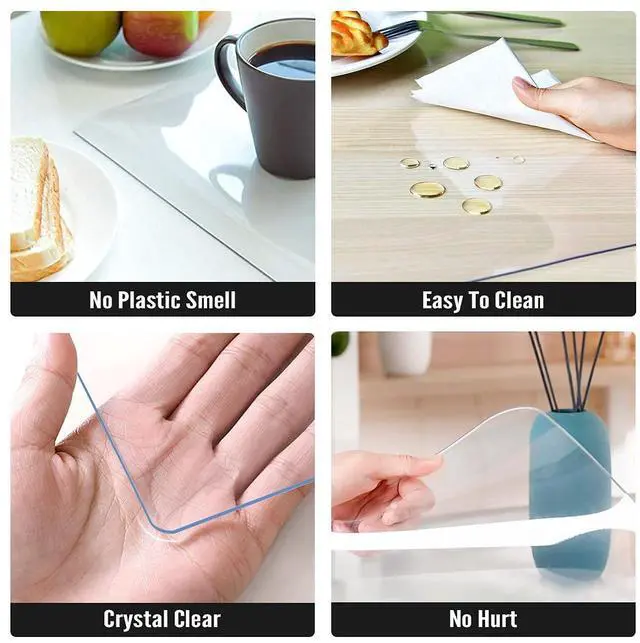 Alt view image 5 of 7 - Clear Table Protector 36 x 60 Inch, 2mm Plastic Table Cover