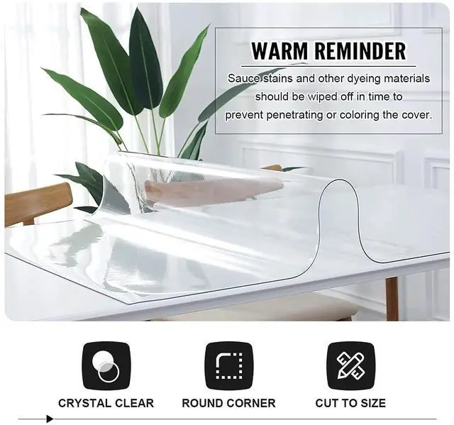 Alt view image 4 of 7 - Clear Table Protector 36 x 60 Inch, 2mm Plastic Table Cover