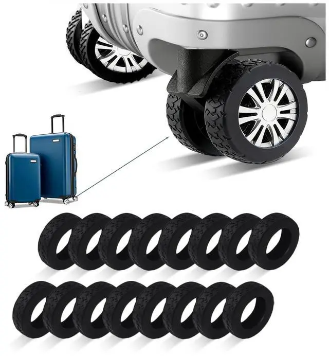 Main image of 16 Pcs Luggage Wheel Covers, Black