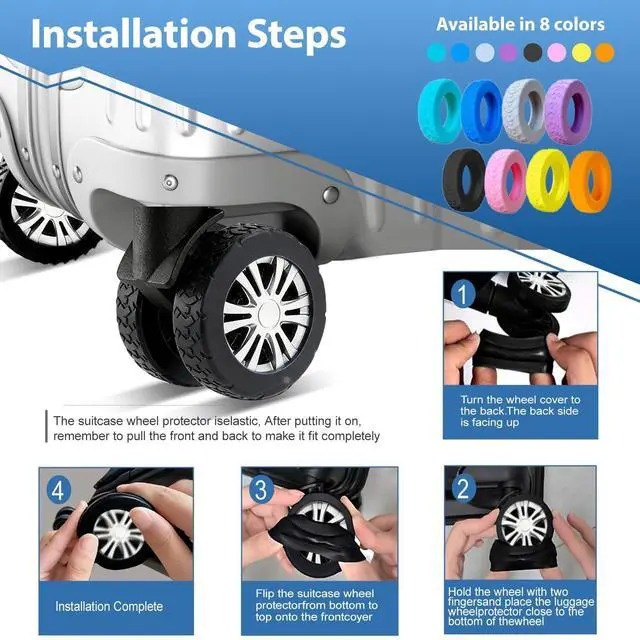 Alt view image 3 of 7 - 16 Pcs Luggage Wheel Covers, Black