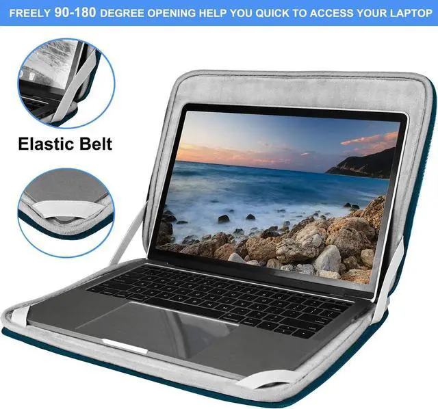 Alt view image 3 of 7 - Laptop Sleeve 14 inch, Upgrade Durable Shockproof Protective Computer Cover Flip Case Briefcase Carrying Bag Compatible with 14" HP, Lenovo, Asus, Acer, Notebook, Chromebook Computer, Cyan