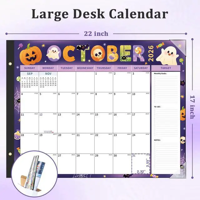 Alt view image 2 of 7 - Desk Calendar 2026-2027 Large 22"x17" Monthly Family Planner Pad with Protective Cover 18 Months Use July 2026 to December 2027 Season