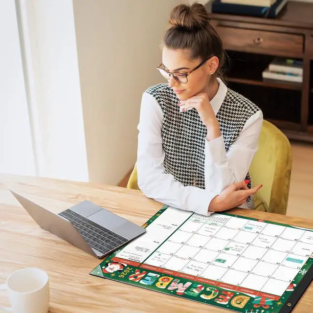 Alt view image 3 of 7 - Desk Calendar 2026-2027 Large 22"x17" Monthly Family Planner Pad with Protective Cover 18 Months Use July 2026 to December 2027 Season