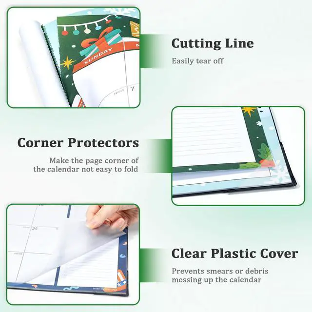 Alt view image 4 of 7 - Desk Calendar 2026-2027 Large 22"x17" Monthly Family Planner Pad with Protective Cover 18 Months Use July 2026 to December 2027 Season