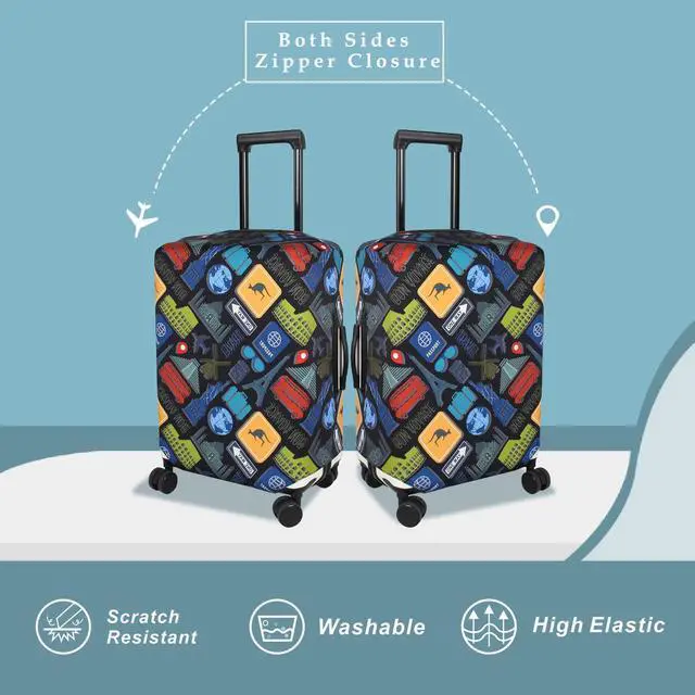 Alt view image 2 of 6 - Travel Luggage Cover Suitcase Protector Fits 27-30 Inch Case (Bon Voyage, L)