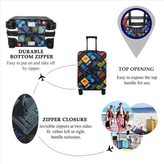 Alt view image 3 of 6 - Travel Luggage Cover Suitcase Protector Fits 27-30 Inch Case (Bon Voyage, L)