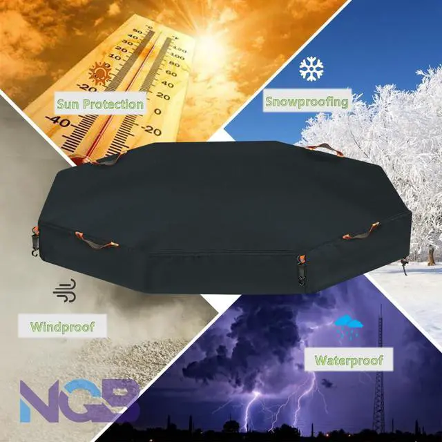 Alt view image 6 of 6 - Octagonal Sandbox Cover, Windproof and Dustproof with Adjustable Hook and Loop for Stabilization, 420D Waterproof Oxford Fabric, Protect Outdoor Garden Kids Sandbox Sand and Toys (Black, 84"X78"X9"