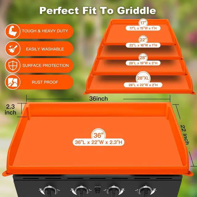 Alt view image 2 of 7 - 36 Inch Silicone Griddle Cover for Blackstone