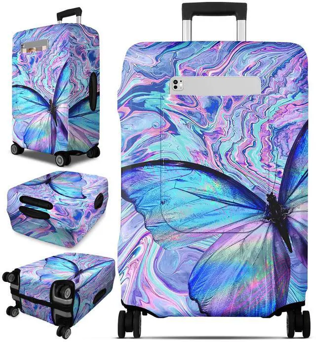 Main image of Luggage Cover for Suitcase Tsa Approved Protector - Butterfly Luggage Sleeve Large Suit Case Cover Travel Stretch Baggage Case Protective Washable Fit 24-27 Inch