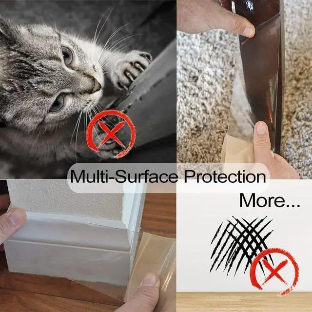 Alt view image 2 of 7 - Door Scratch Protector, Clear Premium Furniture Guard, 118 x 8.4 Inch Cat Dog Scratch Shield Protector, Durable Anti-Scratch Vinyl Door Cover Protects Walls & Furniture
