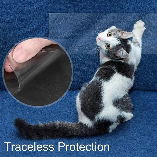 Alt view image 7 of 7 - Door Scratch Protector, Clear Premium Furniture Guard, 118 x 8.4 Inch Cat Dog Scratch Shield Protector, Durable Anti-Scratch Vinyl Door Cover Protects Walls & Furniture