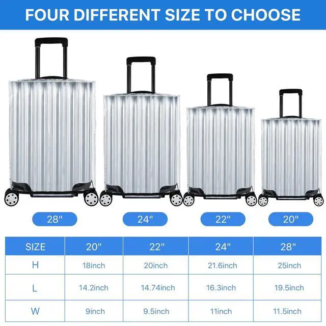 Alt view image 2 of 7 - 4 Pieces Clear Luggage Cover for Suitcase, Waterproof PVC Luggage Cover Protector, Anti-scratch Suitcase Protective Cover for Travel (20", 22", 24", 28")