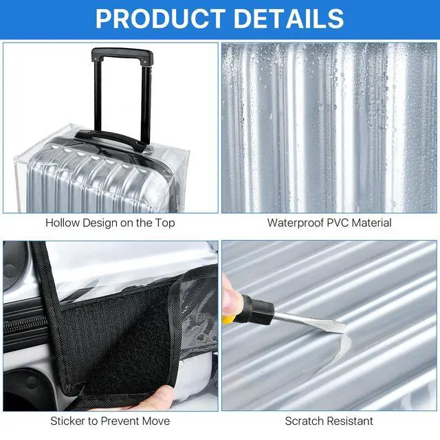 Alt view image 3 of 7 - 4 Pieces Clear Luggage Cover for Suitcase, Waterproof PVC Luggage Cover Protector, Anti-scratch Suitcase Protective Cover for Travel (20", 22", 24", 28")